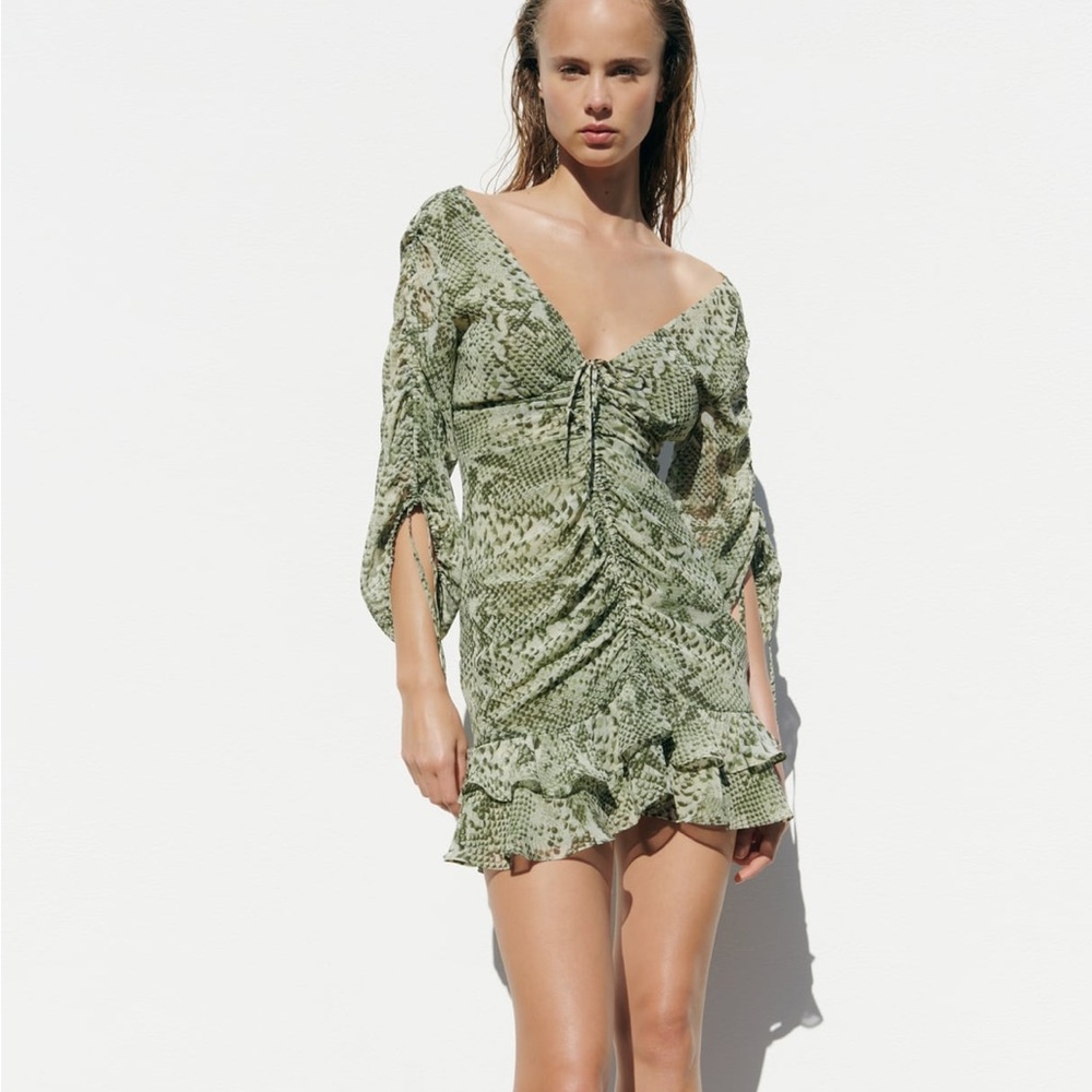 ZARA Animal Print Draped Dress